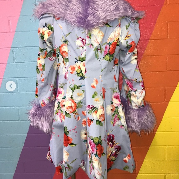 Custom Designer Floral Festival Fur Coat. - Picture 2 of 10